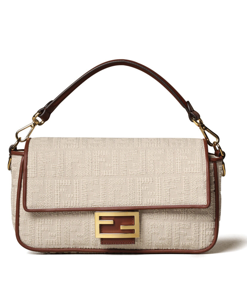 Fendi Baguette FF Canvas Bag 8BR600 Cream